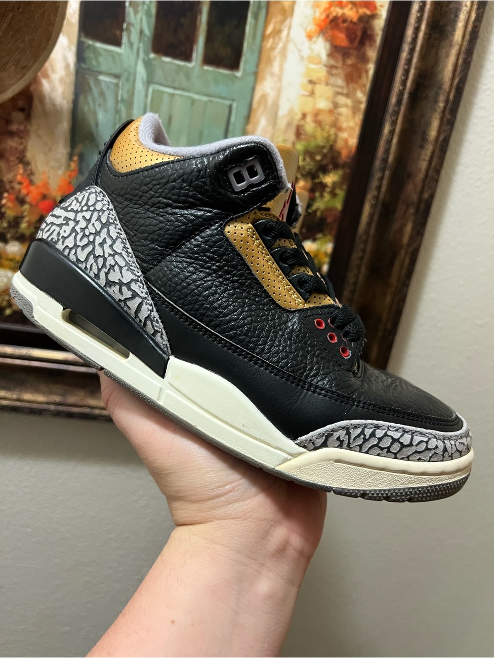 Jordan 3 Retro Black cement Gold (Women's) sneakers
